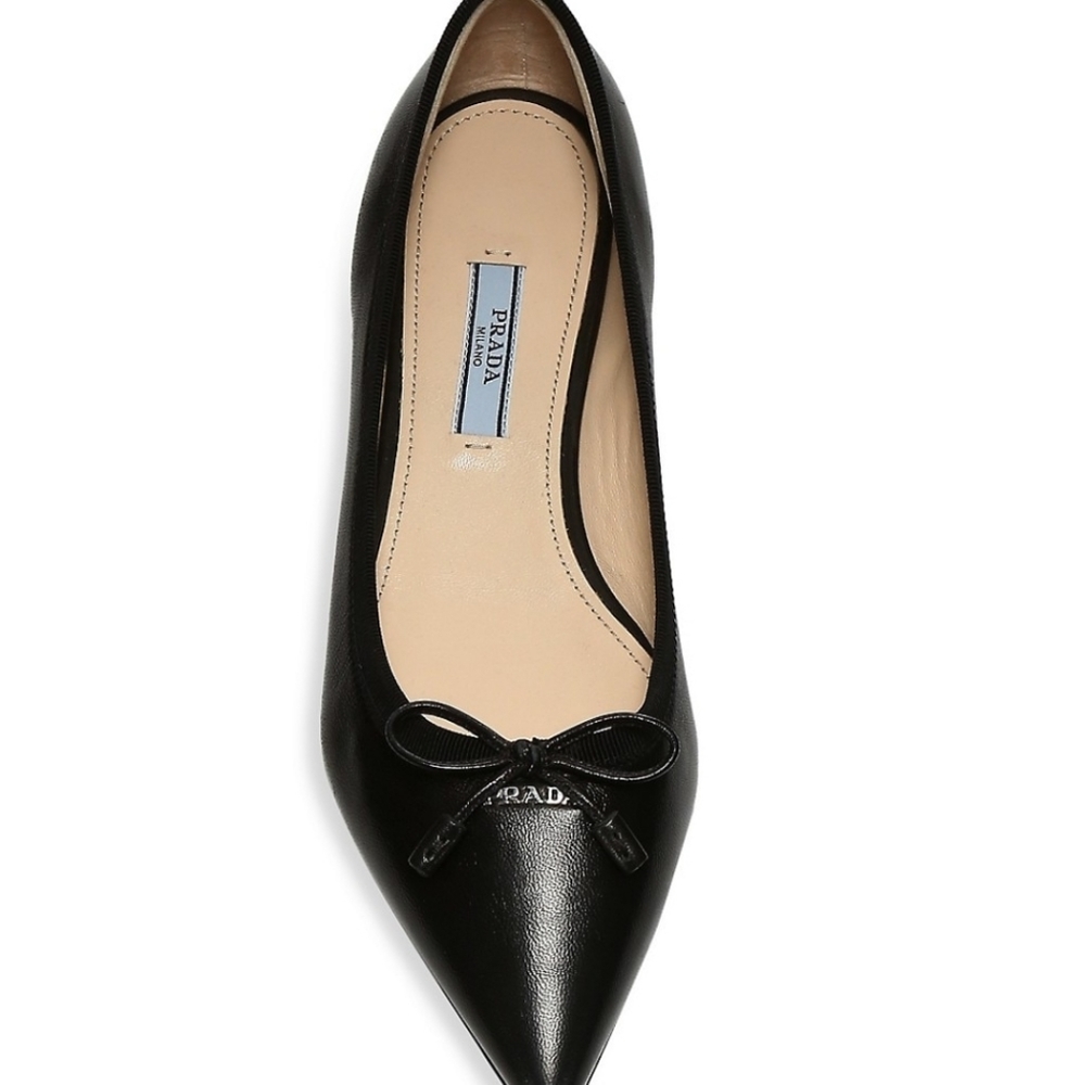 Prada Black Pointed Toe Flats
